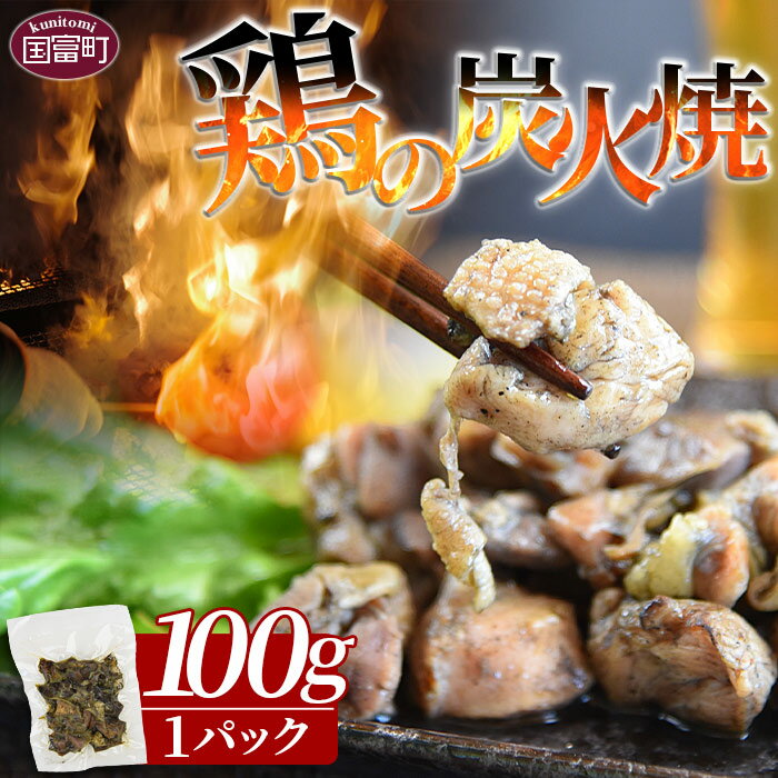 【ふるさと納税】＜鶏の炭火焼（100g×1パック）＞ ※入金確認後、翌月末までに出荷 宮崎名物 ご当地グルメ 鶏肉 非常食 保存食 キャンプ アウトドア おつまみ おかず お試し 手焼き 炭火焼き 惣菜 国産 送料無料 宮崎県 国富町 【常温】