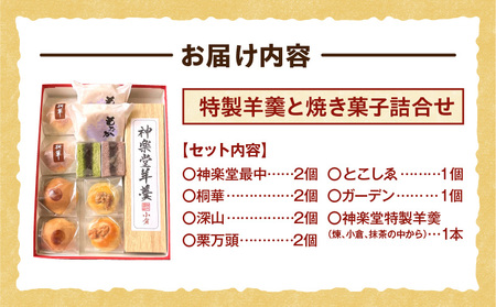 桐木神楽堂・特製羊羹と焼き菓子詰合せ ようかん まんじゅう もなか 最中 羊羹 饅頭 セット 詰め合わせ 和菓子 菓子 お菓子 こしあん つぶあん 粒あん 白あん 白餡 栗 個包装 グルメ お取り寄せ