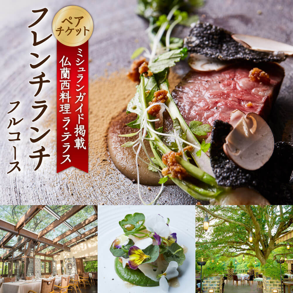 【ふるさと納税】 ラ・テラス ランチ ペアセット 食事券 ミシュラン掲載店 レストラン フレンチ フランス料理 ミシュラン おしゃれ ワイン 楽天 通販 返礼品 故郷納税 記念 デート カップル 夫婦 お祝い プレゼント 奈良県 奈良市 奈良 なら T-50