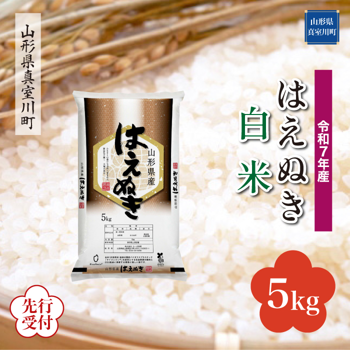 ＜令和7年産米先行受付＞ 真室川町産 はえぬき 【白米】 5kg （5kg×1袋） 配送時期指定できます！