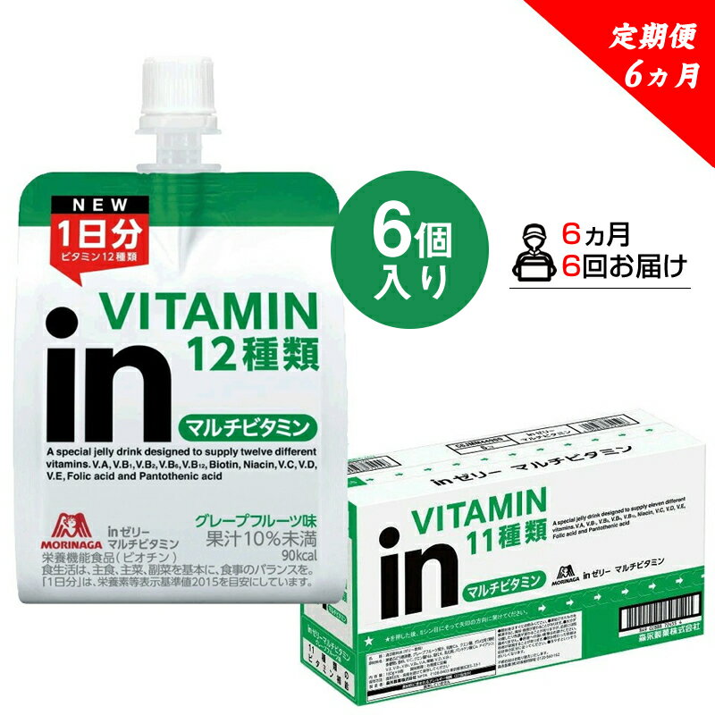 【ふるさと納税】 定期便 6回 inゼリー マルチビタミン 6個入り インゼリー ゼリー飲料 ゼリー まとめ買い 森永製菓 森永 機能性ゼリー ビタミン ビタミンゼリー マルチビタミン 10秒チャージ 運動前 スポーツ グレープフルーツ 味