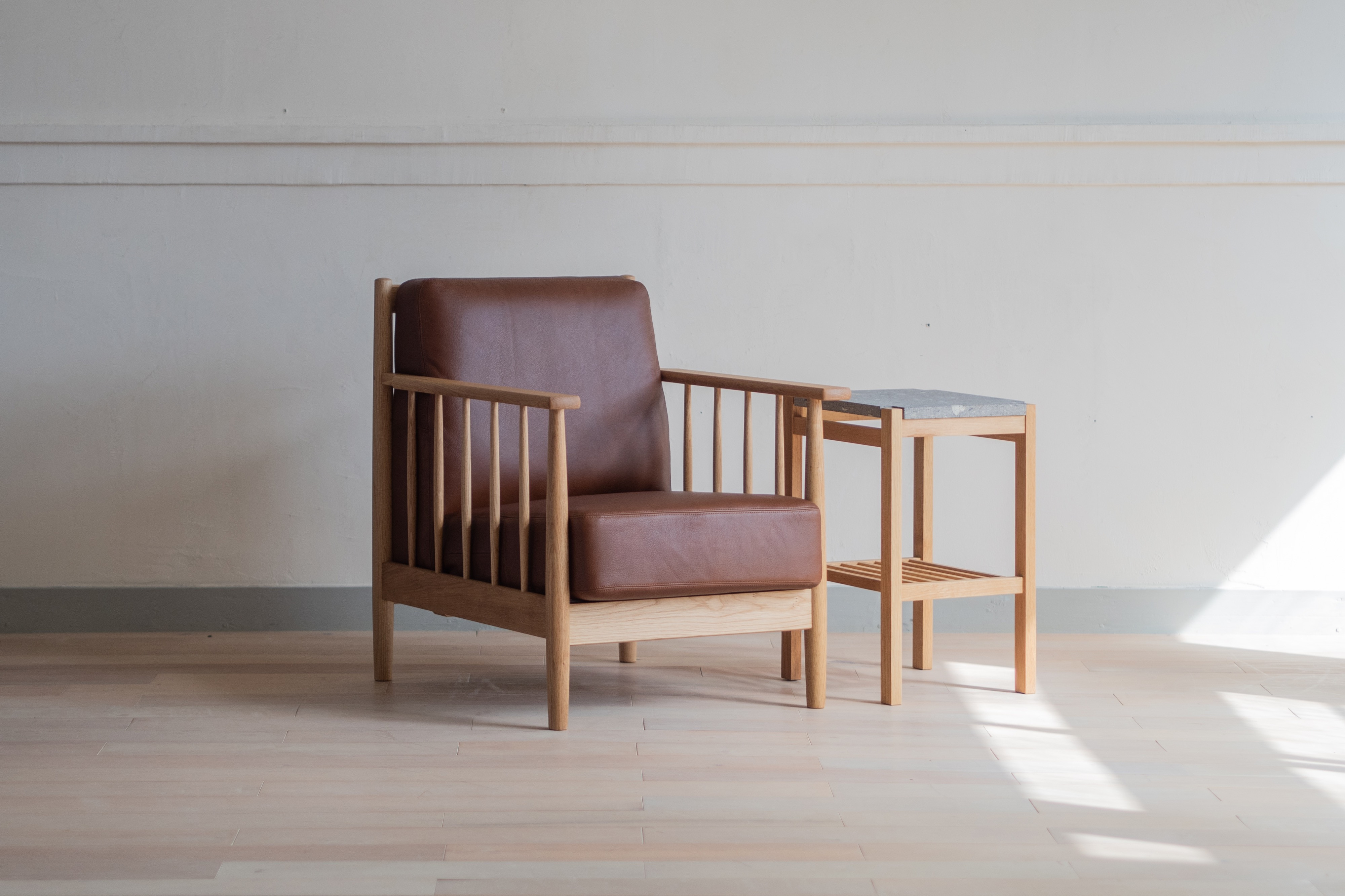 
            〈北の住まい設計社〉Spoke Sofa S & n'frame Side Table Stone _OA-1904/0720（スポークソファ＆エヌフレーム サイドテーブル）◆高島屋選定品◆【99000077】
          