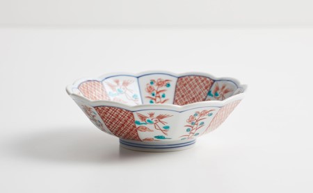 九谷焼　5号小鉢揃　赤絵小紋 a01 工芸品 