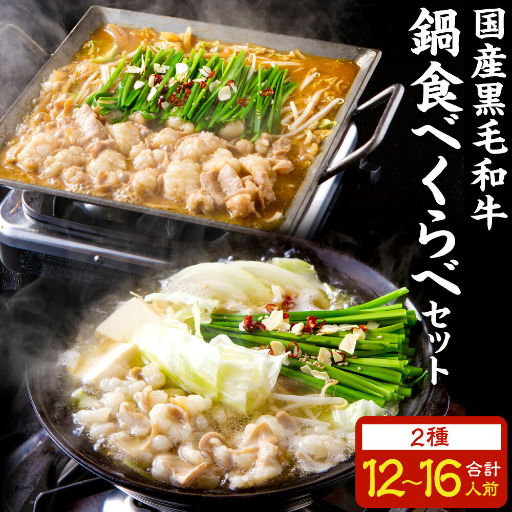 【ふるさと納税】国産黒毛和牛 食べくらべ セット 2種 合計12~16人前 各6~8人前 ホルモン鍋 もつ鍋旨塩味 ホルモン鍋もつ鍋 牛 牛肉 黒毛和牛 小腸 もつ ホルモン 鍋 タレ付きスープ付き 食べ比べ 鍋セット 福岡県 冷凍発送 送料無料