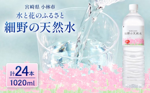 【シリカたっぷり】細野の天然水1,020ml×12本×2箱（ミネラルウォーター 天然水 水 中硬水 シリカ ミネラル 美容 健康 人気 宮崎県 小林市）