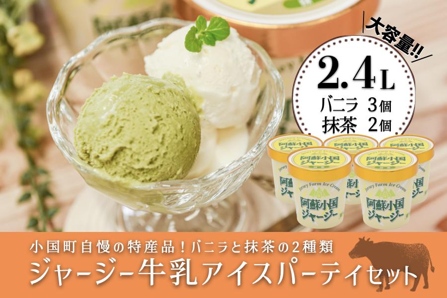 
            【JA阿蘇】小国ジャージー牛乳 阿蘇 小国郷 ジャージー牛乳 ゴールデンミルク 牧場しぼり アイスクリーム バニラ 抹茶 濃厚 贈答 ギフト 記念日 おうち時間 お取り寄せ アイス アイスクリームパーティーセット 480ml×5（バニラ×3、抹茶×2）
          