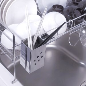 [燕三条水切り直販店]スライド水切りラック ステンレス １段タイプ 水切りかご 流れるトレー付き【027S015】