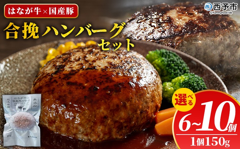 
                  選べる内容量＜合挽ハンバーグセット 6/10個（1個150g）＞ セット ハンバーグ はんばーぐ 合挽肉 肉 お肉 牛肉 豚肉 肉加工品 お惣菜 洋食 おかず 弁当 国産 小分け 個包装 簡単調理 特産品 ゆうぼく 愛媛県 西予市 【冷凍】『1か月以内に順次出荷予定』
                