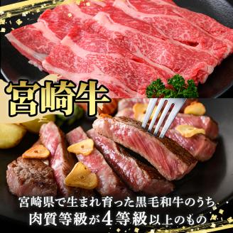 宮崎牛ロースステーキ(400g・200g×2枚)＆宮崎牛肩焼肉(400g)牛肉 精肉  焼肉 お肉 カタ 黒毛和牛 ブランド和牛 お取り寄せ セット 詰め合わせ 詰合せ 食べ比べ 国産 冷凍 BBQ【