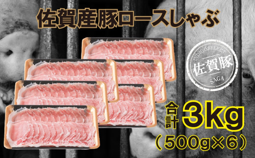 
佐賀産豚肥前さくらポークロースしゃぶ3000g（500g×６）
