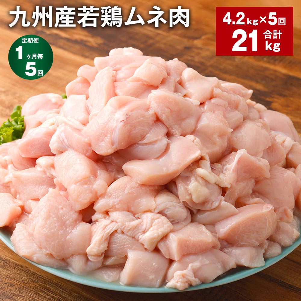 【ふるさと納税】【定期便】【1ヶ月毎5回】九州産若鶏ムネ肉 600g×7袋 計21kg（4.2kg×5回） 鶏肉 お肉 ムネ肉 むね肉 小分け 冷凍 九州産 国産 熊本県 菊池市 送料無料《お申し込みの翌月から出荷》