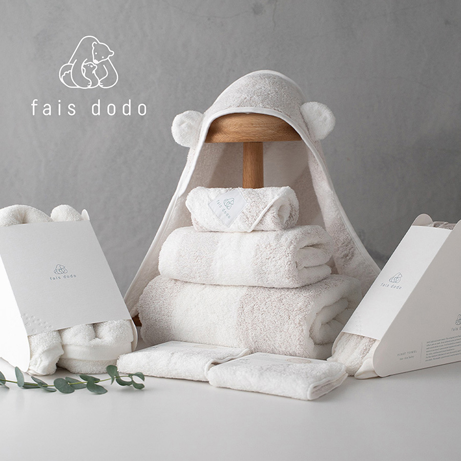 ＜Shinko Towel＞fais dodo出産準備ファーストタオル8点セット／BEIGE（かごトランク入）