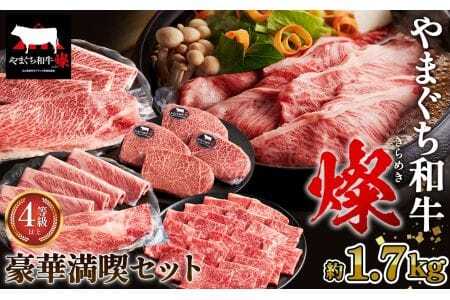やまぐち和牛燦 豪華満喫セット 1.7kg（ももスライス400g・肩ローススライス400g・うで焼肉400g・希少部位ステーキ500g）（下松市） ／ 国産 牛肉 国産牛 肉 和牛 ブランド牛 No.219