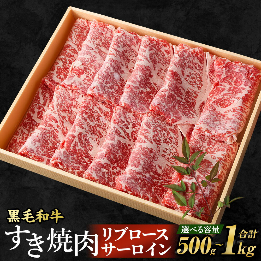 【ふるさと納税】【選べる容量】＜牛乃屋厳選!!黒毛和牛 すき焼肉〜リブロース・サーロイン〜 500g ／ 1kg ＞ ※入金確認後、翌月末迄に順次出荷します。 牛肉 お肉 リブロース サーロイン すきやき スキヤキ すき焼き 黒毛和牛 特産品 宮崎県 高鍋町【冷凍】