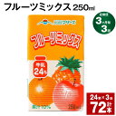 【ふるさと納税】【定期便】【3ヶ月毎3回】フルーツミックス 250ml 24本 計72本（24本×3回） ミックスジュース らくのうマザーズ フルーツ牛乳 フルーツ ジュース りんご パイナップル オレンジ みかん 紙パック 熊本県産 国産 九州 熊本県 菊池市 送料無料