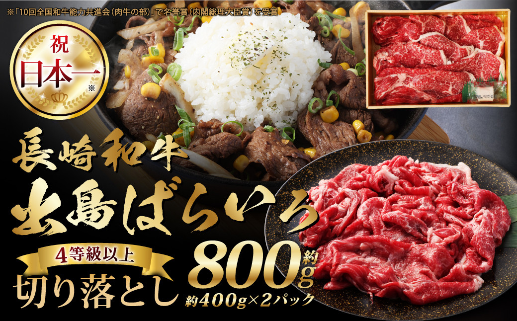 
                  長崎和牛 出島ばらいろ 切り落とし（モモ、 バラ、 カタのいずれか） 400g×2個入 計800g ／ 肉 お肉 牛肉 和牛 長崎和牛 出島ばらいろ 切り落とし 長崎県 長崎市
                