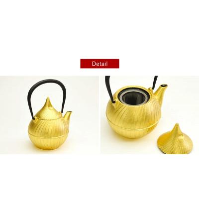 ふるさと納税 盛岡市 南部鉄器　純金箔ティーポット　蕾0.4L　ゴールド |  | 02