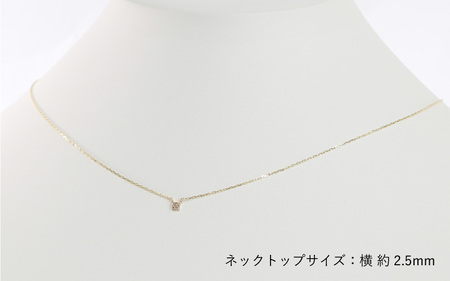 クール！！スクエアデザイン K10イエローゴールド ダイヤモンドネックレス アジャ付き 40cm / K10-01-02 金 ゴールド ダイヤ ジュエリー アクセサリー ギフト プレゼント レディース