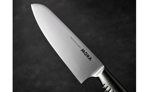 H20-08 MOKA 三徳包丁 ～オールステンレス 一体型 にぎりやすい 女性向け 洗いやすい～
