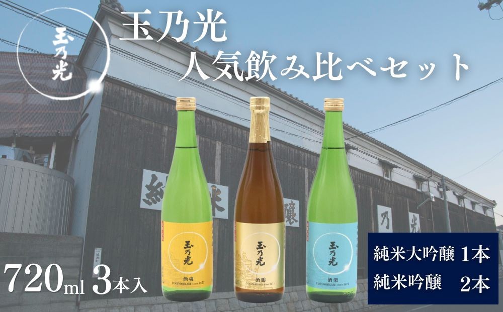 
                  【玉乃光酒造】人気飲み比べセット720ml×3本｜京都 老舗 日本酒 レビュー高評価 人気セット [ 豪華飲み比べ 純米大吟醸1本＋純米吟醸2本 地酒 ご当地 お酒 日本酒 家飲み 晩酌 おすすめ ギフト プレゼント 贈答 セット お取り寄せ おいしい ふるさと納税 ］
                
