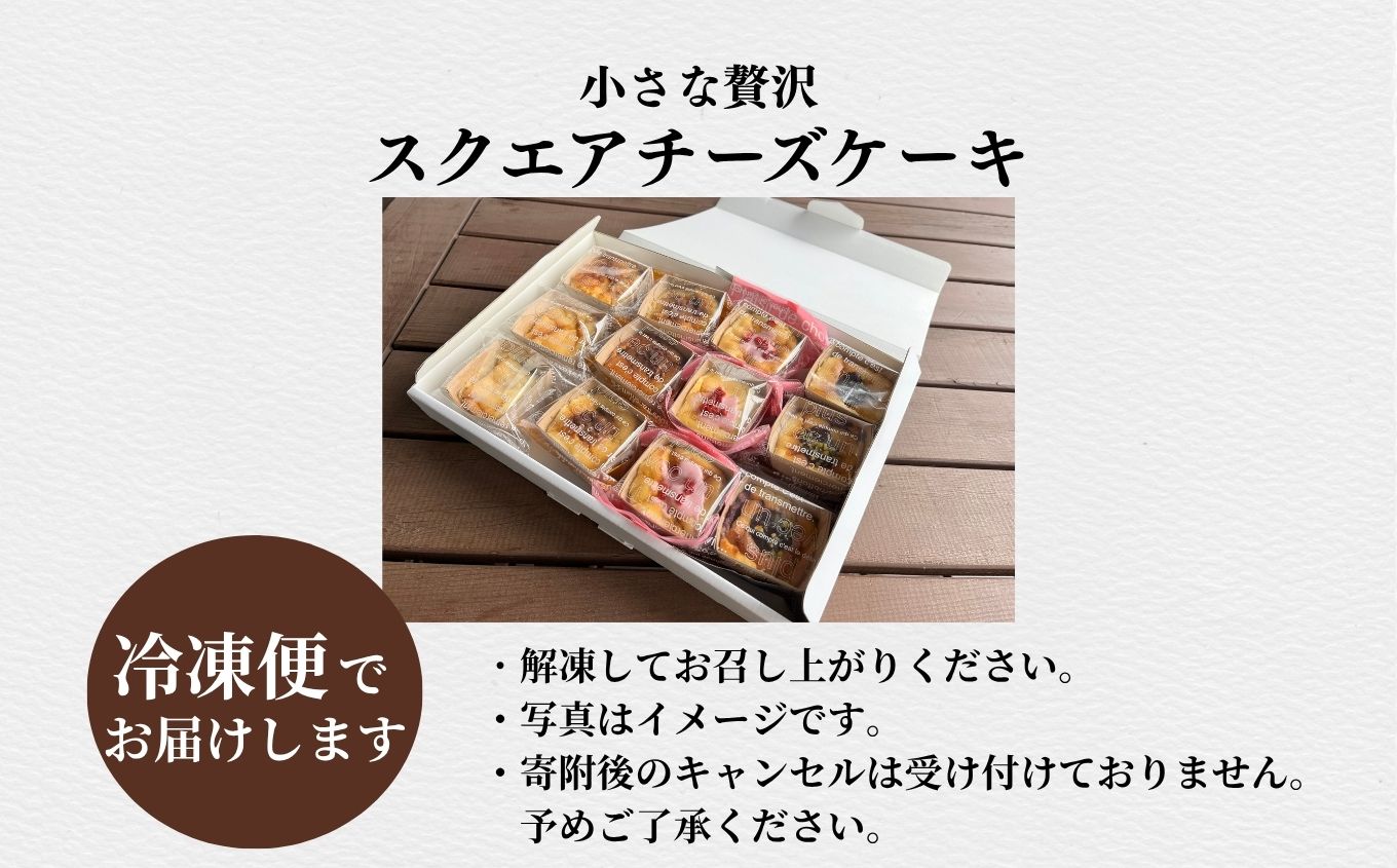 小さな贅沢！スクエアチーズケーキ12個セット【ジェーケーワンフーヅ株式会社】