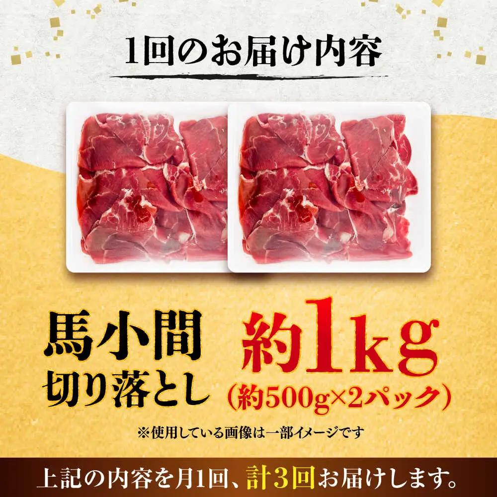 全3回定期便 馬小間 切り落とし 約1kg 切り落とし BHCY038
