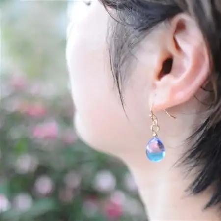 【Soukore】ガラスアクセサリー・ピンクブルー・ピアス(ゴールド)【1626463】