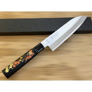 極上　安来青鋼1号　三徳万能包丁　梅の花＜和風レトロモダン＞　木製ハンドル