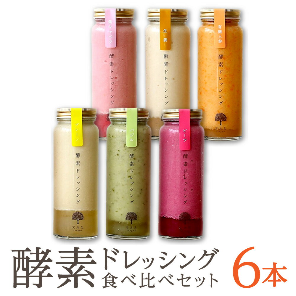 【ふるさと納税】酵素ドレッシング 6本 食べ比べセット プレーン 人参 紫キャベツ 生姜 バジル ビーツ 非加熱製法 有機たまねぎ 保存料不使用 着色料不使用 香料不使用 万能調味料 送料無料 大阪市