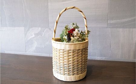 籐かご　バケツ型バスケット(ブラウン系)[カラーラタン彩都] 雑貨 日用品 福祉用品 
