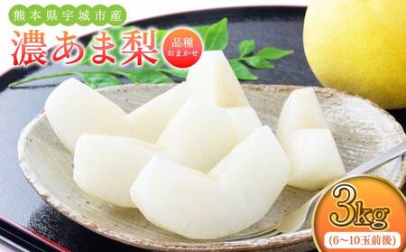 梨 濃あま梨 約3kg 6〜10玉前後 なし 秋月 幸水 豊水 新高 秋麗 甘太 和梨 品種おまかせ 冷蔵 国産 九州 熊本県 宇城市 小川町産 農園とフォーク青果店 8月上旬から9月下旬発送予定