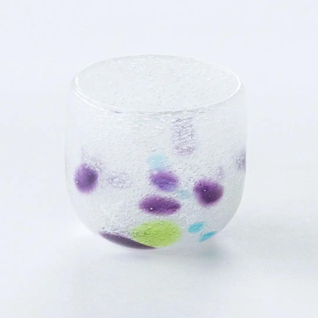 ぐい呑み 手づくり 泡雪ぐい呑みペア ガラス細工