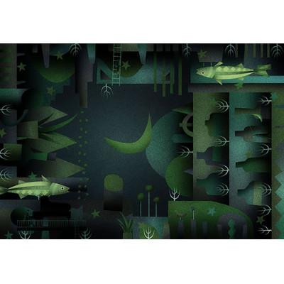 ふるさと納税 綾部市 ＼京都・綾部の癒やし系作家/【絵画】　月と魚とピアノ弾き　　額装サイズ526mmx412mm |  | 03