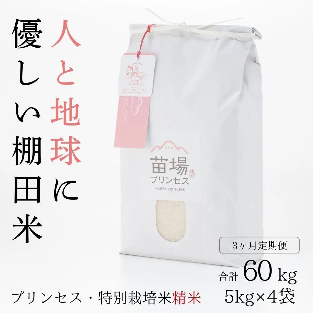 【令和8年産先行予約】【3ヶ月定期便】【農薬化学肥料5割減】魚沼コシヒカリ 苗場プリンセス 特別栽培米 精米 20kg(5kg×4袋)×3回 計60kg |津南町 コシヒカリ 定期便