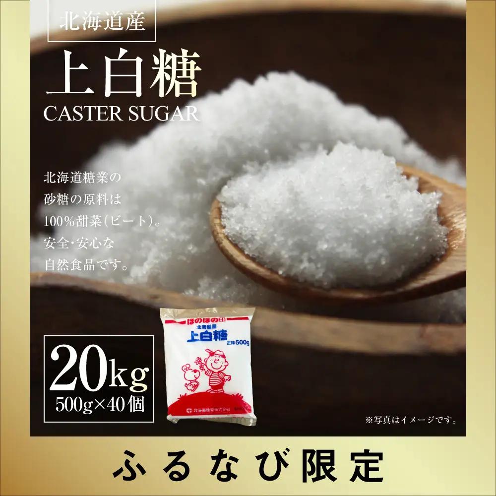 【ふるなび限定】 北海道産 上白糖 20kg （ 500g × 40個 ） 砂糖 さとう 調味料 甜菜 てん菜 てんさい ビート ビート糖 料理