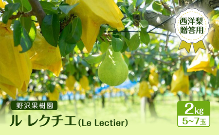 野沢果樹園　ル レクチエ（Le Lectier）2kg 5～7玉　西洋梨　【贈答用】