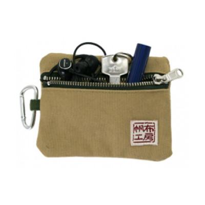 ふるさと納税 加東市 帆布工房　ティッシュ入れ付きポーチ(ブラウン)　約10×13cm