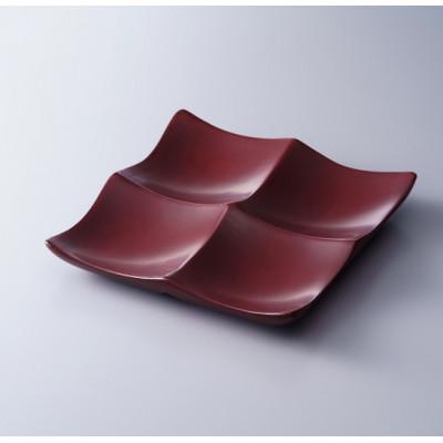 ふるさと納税 長野県 木曽漆器&lt;伊藤寛司商店&gt;　古代あかね塗　小皿　ウェーブ　四菜