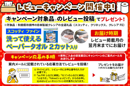 《4ヶ月ごとに3回お届け》定期便 ハンドタオル クレシアEF  ソフトタイプ200 2枚重ね 200組(400枚)×6パック 7日以内発送 秋田市オリジナル