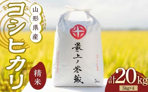 令和7年産 コシヒカリ 5kg×4 計20kg 精米 【最上ノ米蔵】 山形県産 こしひかり こめ 米 白米 F3S-2687