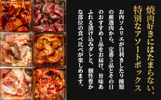 【お肉ソムリエ厳選】 肉アソートBOX 6種詰め合わせ | 焼肉 お肉セット アソートBOX 冷凍おかず 簡単調理 肉ギフト 焼肉セット 時短メニュー おつまみ 詰め合わせ 味付け肉 焼き肉 BBQ 