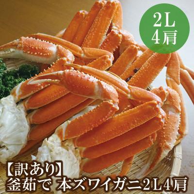 ふるさと納税 香美町 【訳あり 釜茹で 本ズワイガニ 2L4肩 約1kg 冷凍】かに専門店の味!