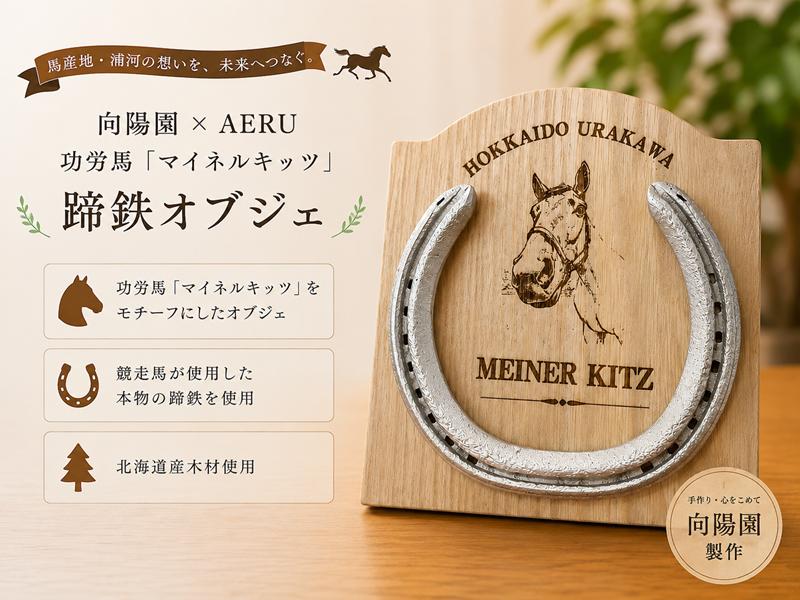 
                  向陽園×AERU 功労馬「マイネルキッツ」蹄鉄オブジェ[35-1640]
                