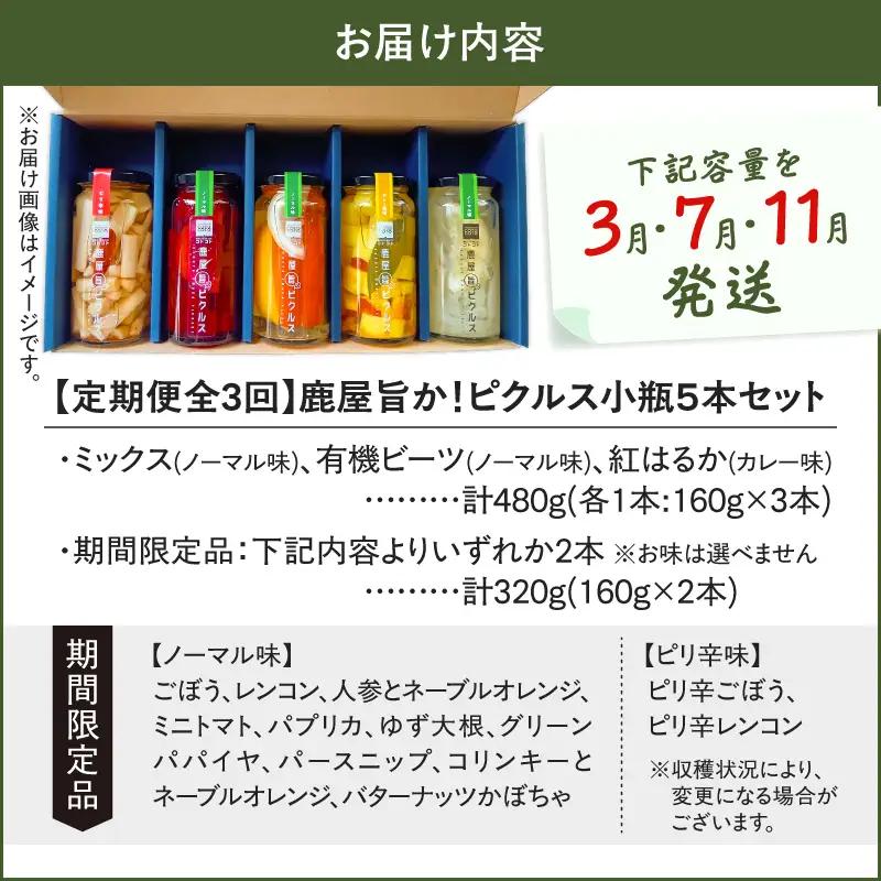 2184-2  【全3回定期便】鹿屋旨か！ ピクルス 小瓶 5本 セット KN072-T01 野菜 加工食品