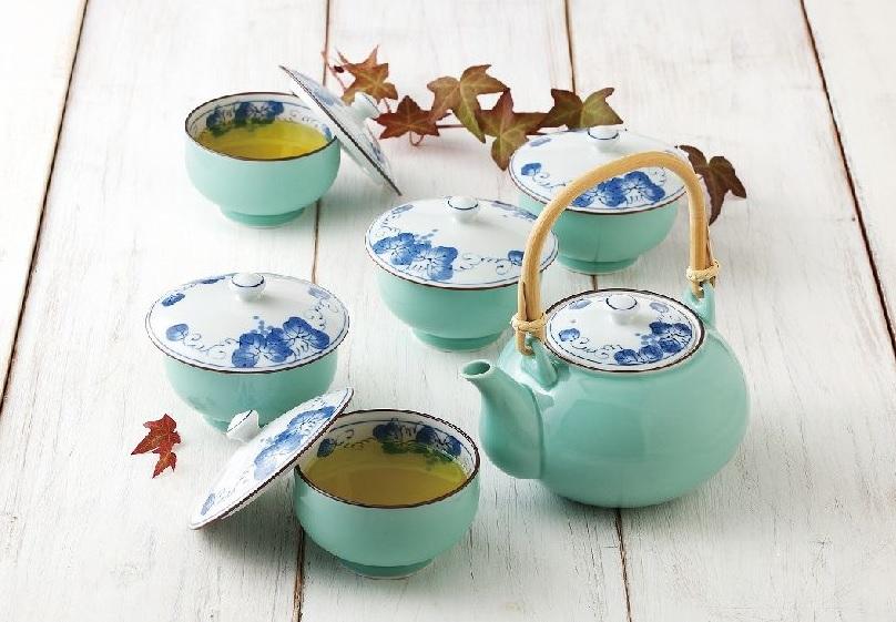 【AB268】【波佐見焼】掛け分けぶどう蓋付茶器セット【西海陶器】 １ 31704