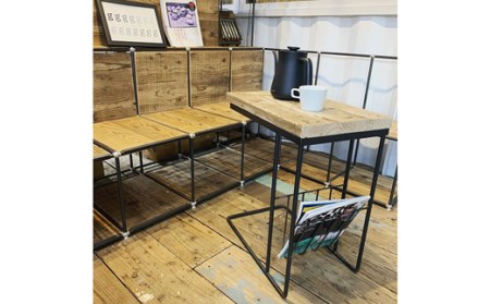 COBA ㉜サイドテーブル　コ型（ラック付き）