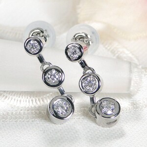 Pt900 ダイヤモンド ラインピアス(Fpe004)