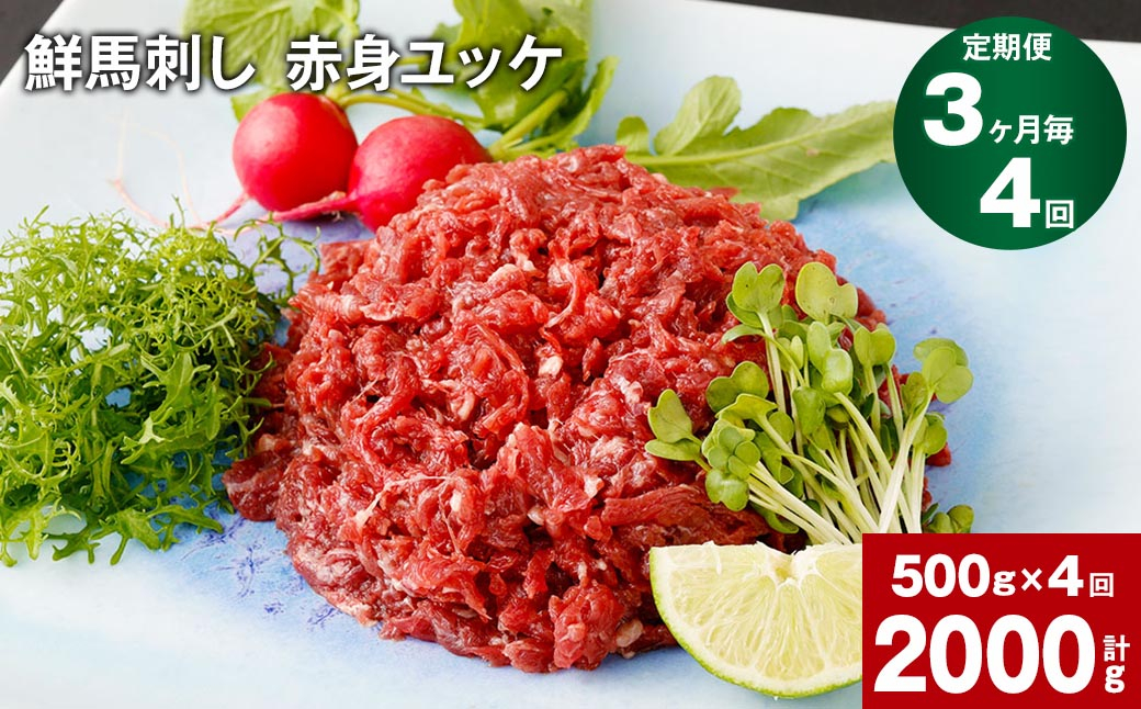 
【3ヶ月毎4回定期便】鮮馬刺し 赤身ユッケ 計約2000g（約500g×4回）
