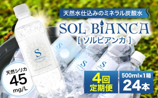【全4回定期便】シリカ炭酸水 ソルビアンカ 500ml×24本 炭酸水 たんさんすい 水 飲料水 みず シリカ 定期便 単品 日田市 / 株式会社OTOGINO [AREF103]