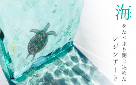 【限定30品】アートブロック エメラルドグリーンの海とカメ スケルトン インテリア＜Studio KAI by?M村裕二/ Yuji hamamura＞ [CDH018]